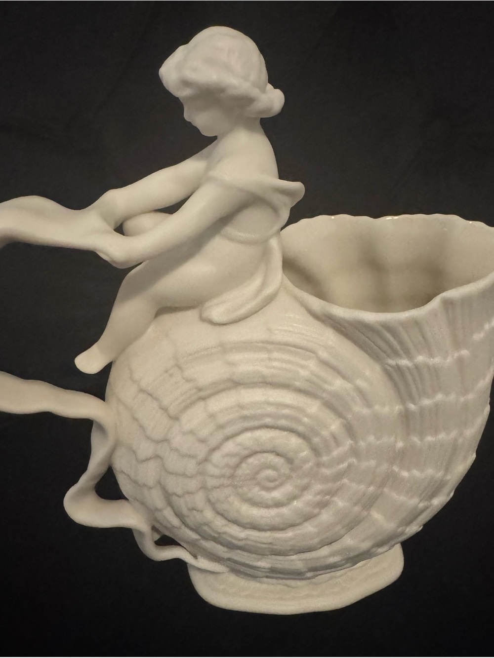 Lenox Matte White Shell Planter with Cherub Figurine